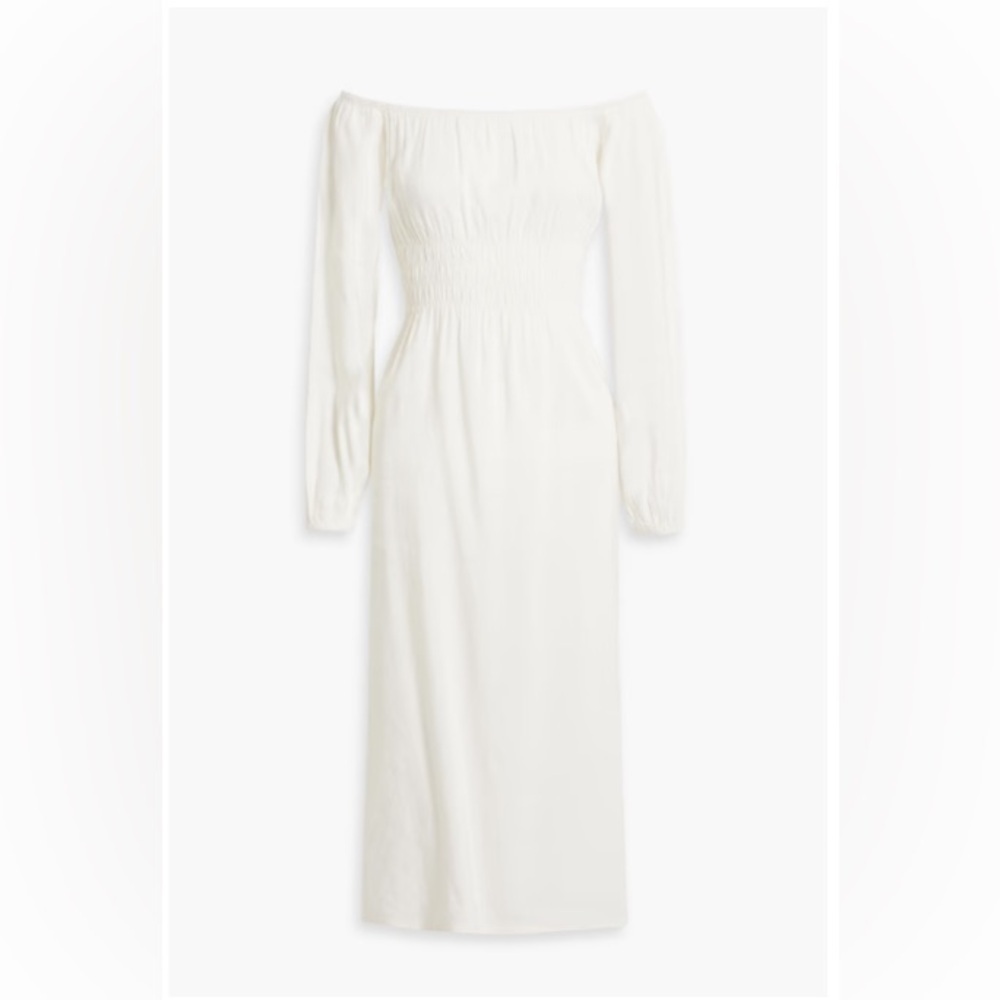 ONIA Air-Off The Shoulder Peasant Whimsical Boho Linen Midi Dress Size XL US 10 - Picture 3 of 4